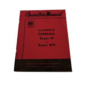 Vintage Farmall Mccormick M Mv Tractor Owners Operators Manual International